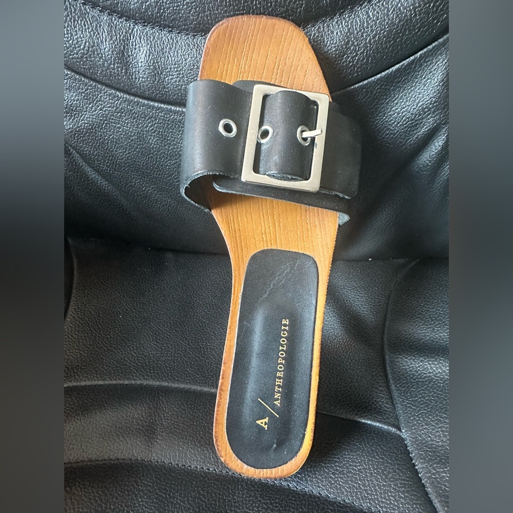 Anthropologie-Sandals-black with buckle